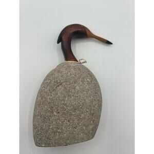 Golden Sandstone Heron Figure, Stone Life Collection Paper Weight Wood Carved